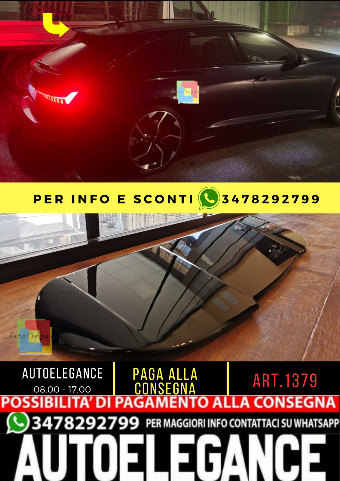 💎1379 SPOILER  ADATTO PER AUDI A6 C8 AVANT 2018+ LOOK RS6 💎